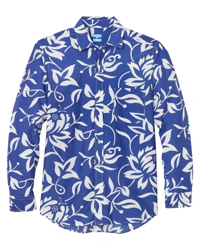 J.mclaughlin Waikiki Gramercy Modern Fit Linen-blend Shirt In Blue
