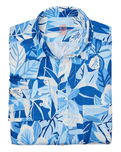 J.mclaughlin Tropika Gramercy Linen Shirt In Blue