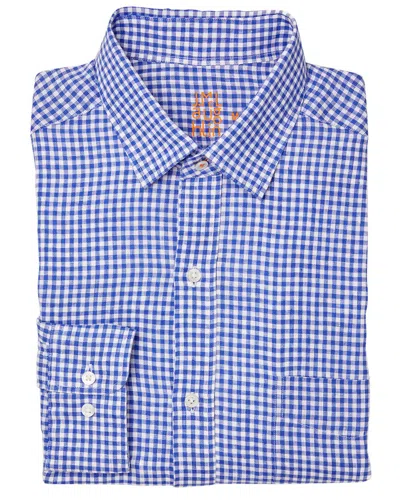 J.mclaughlin Mini Gingham Gramercy Linen Shirt In Blue