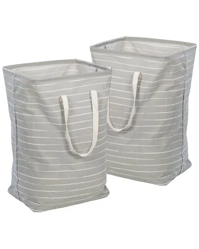 Honey-can-do Set Of 2 Foldable Fabric Laundry Hampers With Handles In Grey