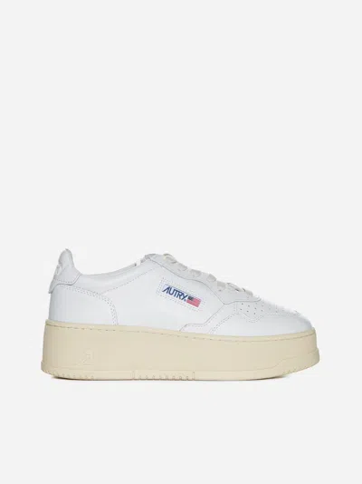 Autry Medalist Platform Leather Trainers In White