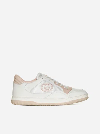 Gucci Mac 80 Leather And Fabric Trainers In White,pink