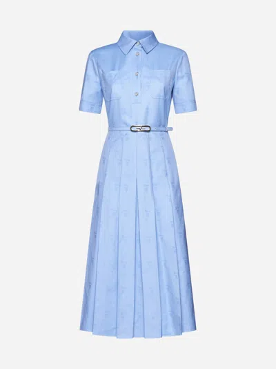 Gucci Cotton Shirt Midi Dress In Light Blue