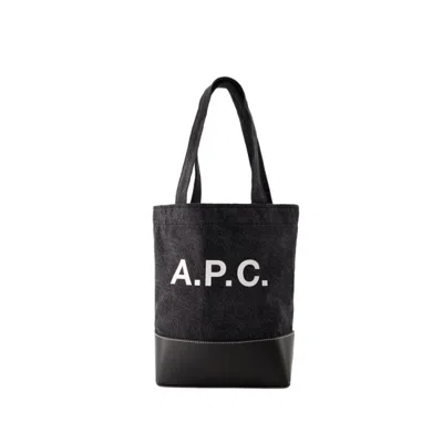Apc Axel Small Denim Tote Bag In Black