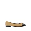 Tory Burch Bicolor Cap-toe Ballerina Flats In Neutrals