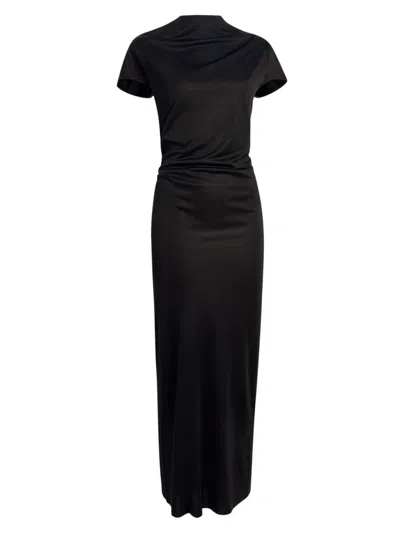 Khaite Yenza Mockneck Jersey Maxi Dress In Black