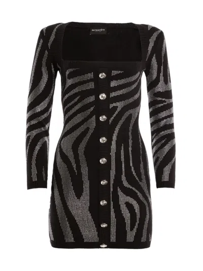 Retroféte Natalya Knit Cardigan In Black Silver Zebra