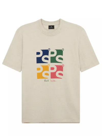 Ps By Paul Smith Ps Paul Smith Mens Reg Fit Ss T Shirt Square Ps Clothing In White