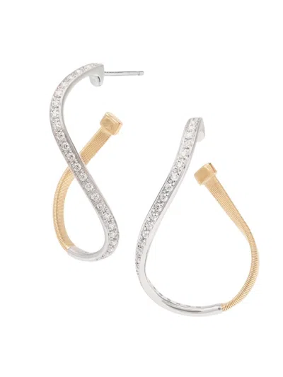 Marco Bicego Women's Marrakech Two-tone 18k Gold & 0.38 Tcw Diamond Twist Drop Earrings In White/gold