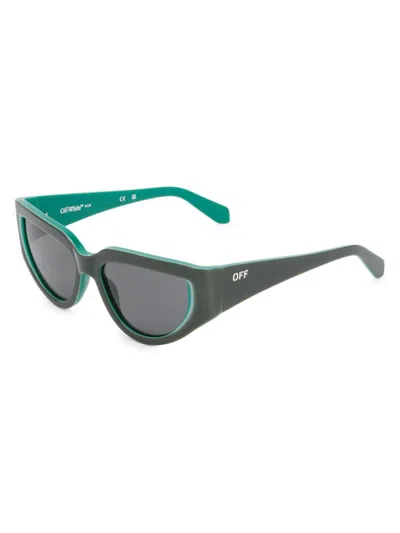 Off-white Women's Seward 55mm Geometric Sunglasses In Olive Green Dark Grey
