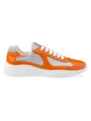 Prada Men's America's Cup Patent Leather Patchwork Sneakers In Orange