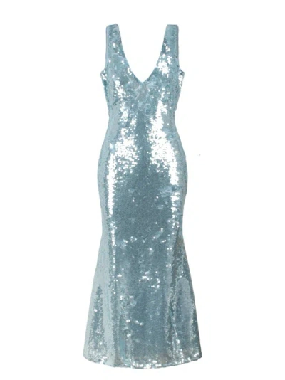 Self-portrait V-neck Sequin-embellished Woven Maxi Dress In Blue