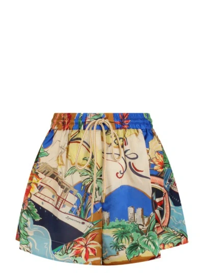 Zimmermann Alight Draw Waist Shorts In Multicolor