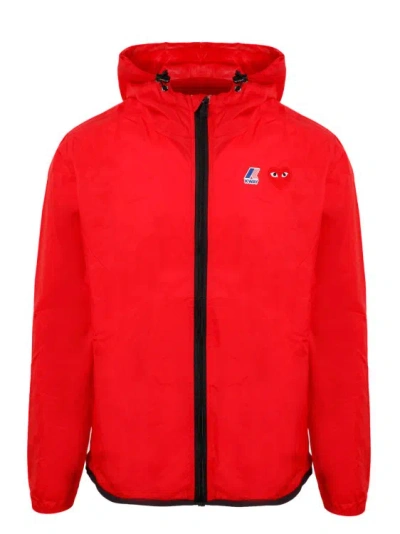 Comme Des Garçons Red Zip-up Hooded Jacket