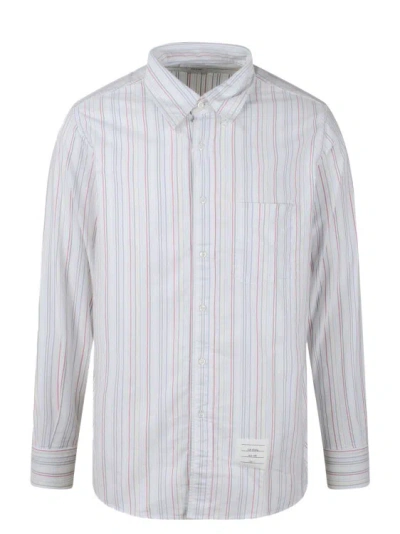 Thom Browne Straight Fit Shirt In University Stripe Oxford In Multicolor