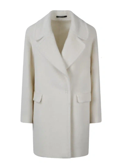 Tagliatore Alpaca Wool Blend Double Beasted Coat In White