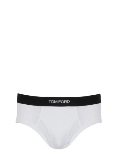 Tom Ford White Cotton Briefs With Logo