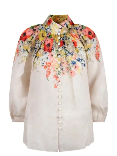 Zimmermann Floral Print Blouse In White