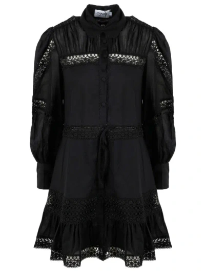 Charo Ruiz Daniela Lace-detail Shirt Dress In Black