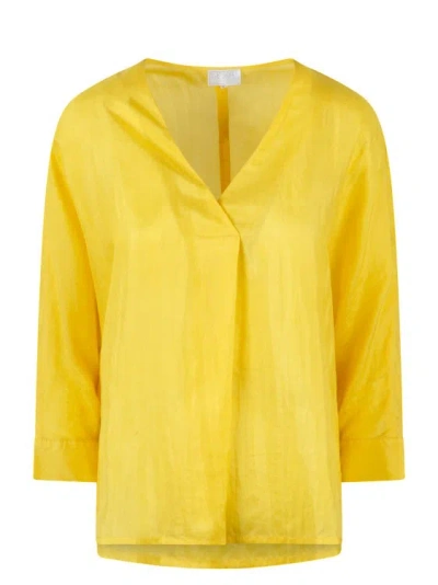 The Rose Ibiza Indochine Silk Blouse In Yellow