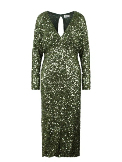 P.a.r.o.s.h Full Sequin Long Dress In Green