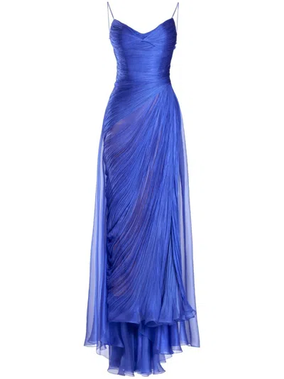 Maria Lucia Hohan Blue Lively Pleated Silk Gown