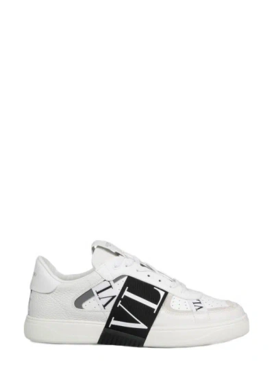 Valentino Garavani Vl7n Low-top In Banded Calfskin Sneaker In White/black/mint/ruby