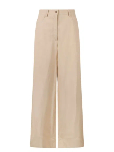 Alberta Ferretti Linen Blend Palazzo Trousers In Neutrals