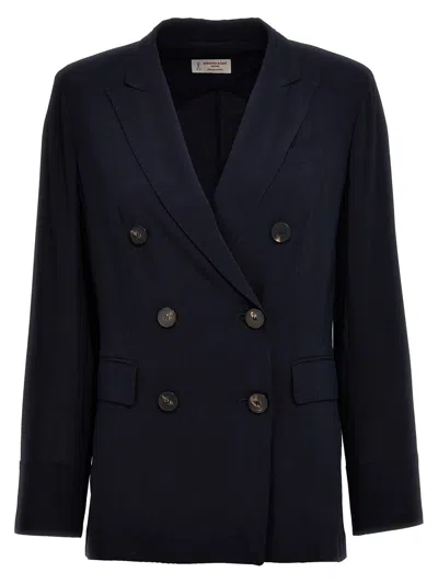 Alberto Biani Cady Double-breasted Blazer In Blue