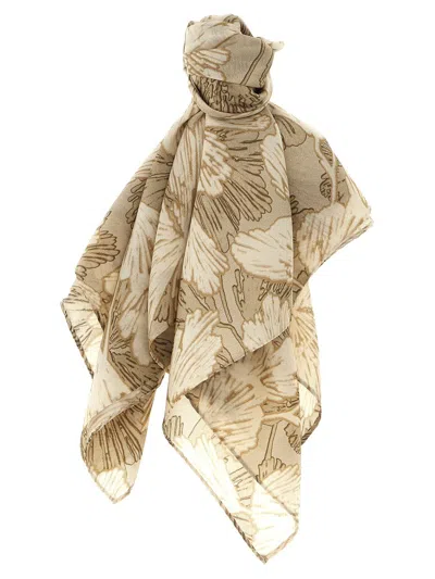 Brunello Cucinelli Floral Scarf In Beige