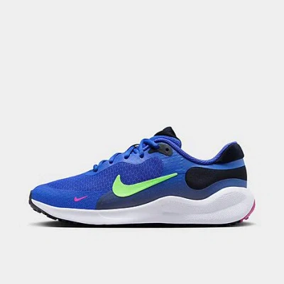 Nike Revolution 7 Big Kids' Running Shoes In Light Ultramarine/dark Obsidian/white/lime Blast