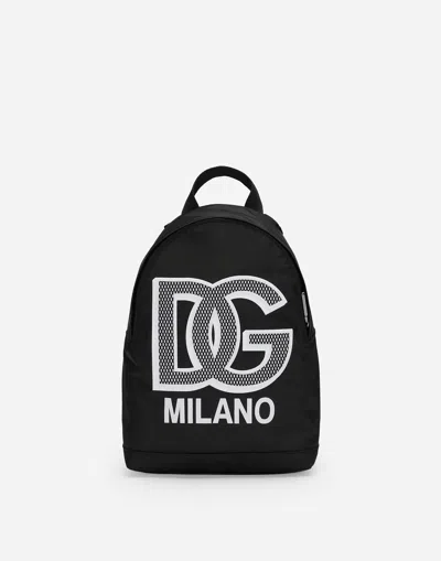 Dolce & Gabbana Kids' Logo-patch Gabardine-weave Backpack In Black