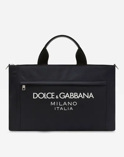 Dolce & Gabbana Nylon Holdall In Burgundy