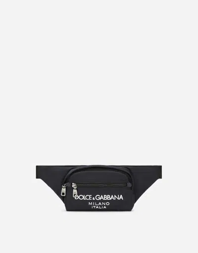 Dolce & Gabbana Small Nylon Belt Bag In Burgundy