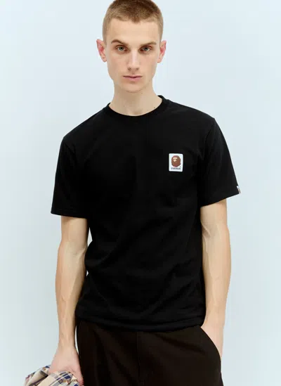 A Bathing Ape Ape Head Label T-shirt In Black