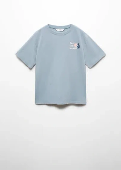 Mango Kids' Printed Cotton-blend T-shirt Blue