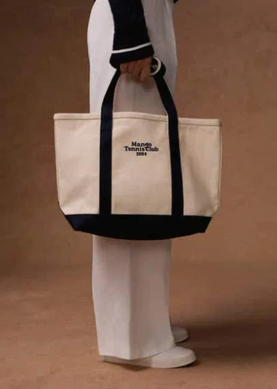 Mango Contrasting Shopper Bag Off White