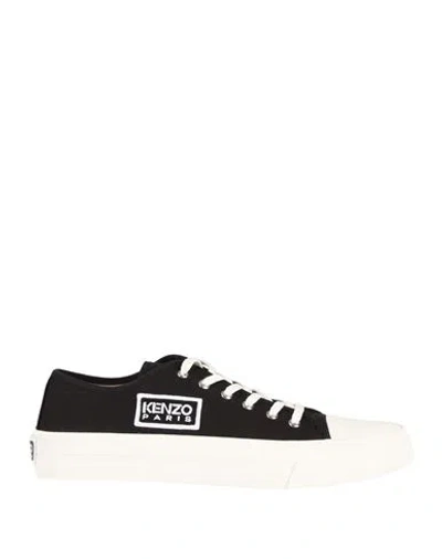 Kenzo Black  Paris Foxy Embroidered Canvas Sneakers