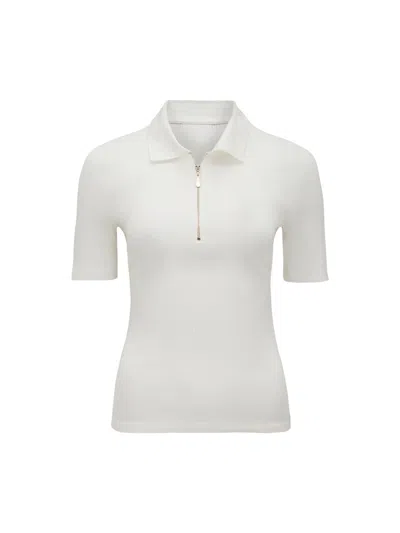 Forever New Women's Mai Short Sleevess Zip Polo T-shirt White