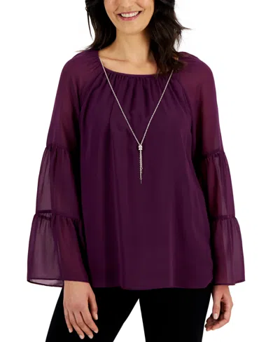Jm Collection Women's Solid Tiered Necklace Top, Created For Macy's In Bitter Purple
