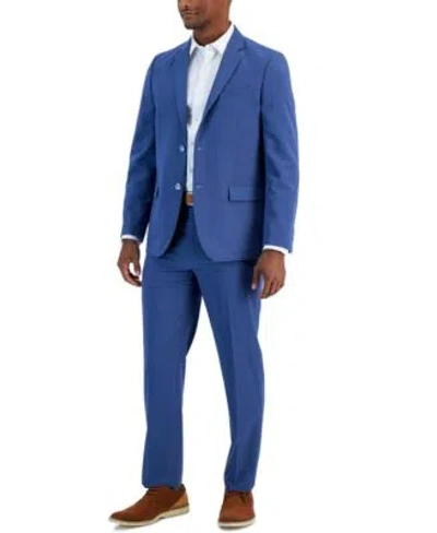 Vince Camuto Men's Slim Fit Spandex Super-stretch Suit Separates Pants In Navy Plaid