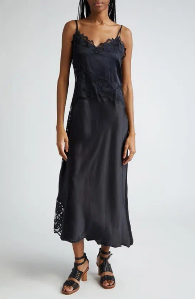 Ulla Johnson Lucienne Lace Silk Midi Dress In Black