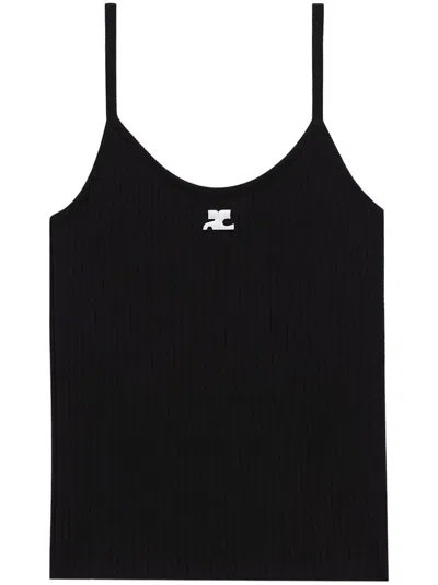 Courrèges Ribbed-knit Tank-top In Black