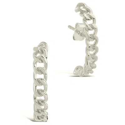 Sterling Forever Chain Link Suspender Stud Earrings In Grey