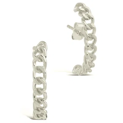 Sterling Forever Chain Link Suspender Stud Earrings In Sterling Silver