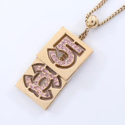 Pre-owned Chanel No.5 Coco Mark Necklace Gp Rhinestone Gold 02p