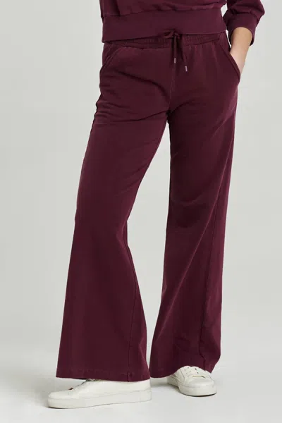 Another Love Quincy Wide Leg Terry Pant In Prune In Red