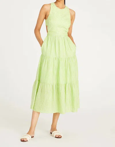 Amur Giovanna Stripe Day Dress In Lime Stripe In Yellow