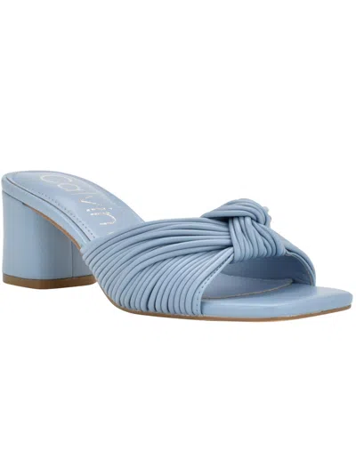 Calvin Klein Womens Faux Leather Slip-on Strappy Sandals In Blue