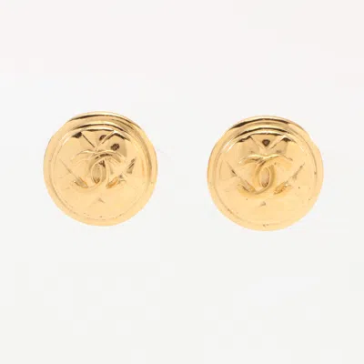 Pre-owned Chanel Coco Mark Earrings Gp Gold Vintage